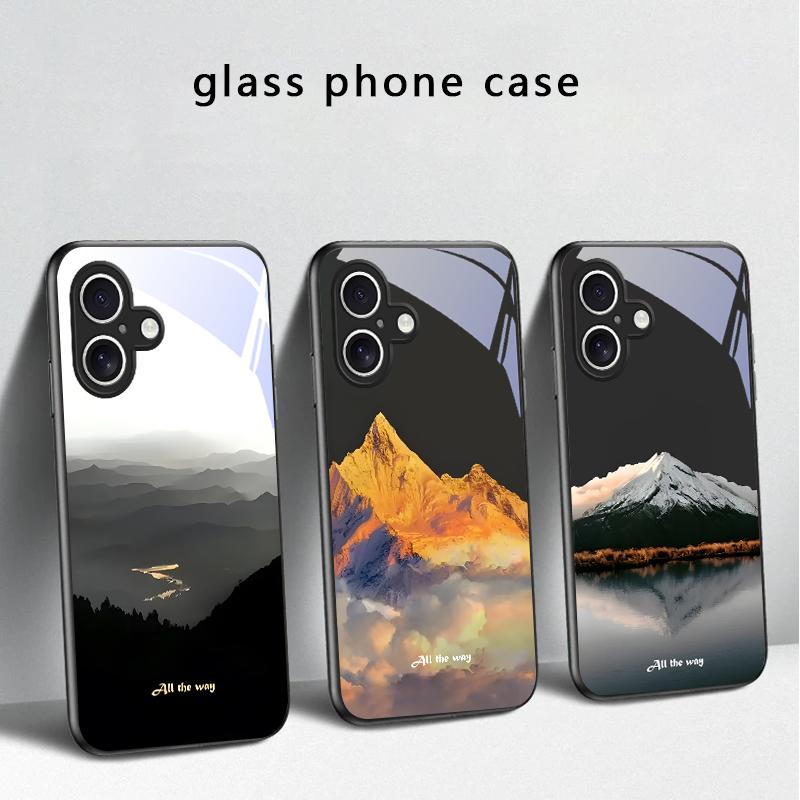 Пышный лес из листьев Для iPhone 17 Air 16 E 15 Plus 14 Pro Max 13 12 mini 11 5 6 7 8 Plus XR XS Max SE Черный стеклянный чехол для телефона