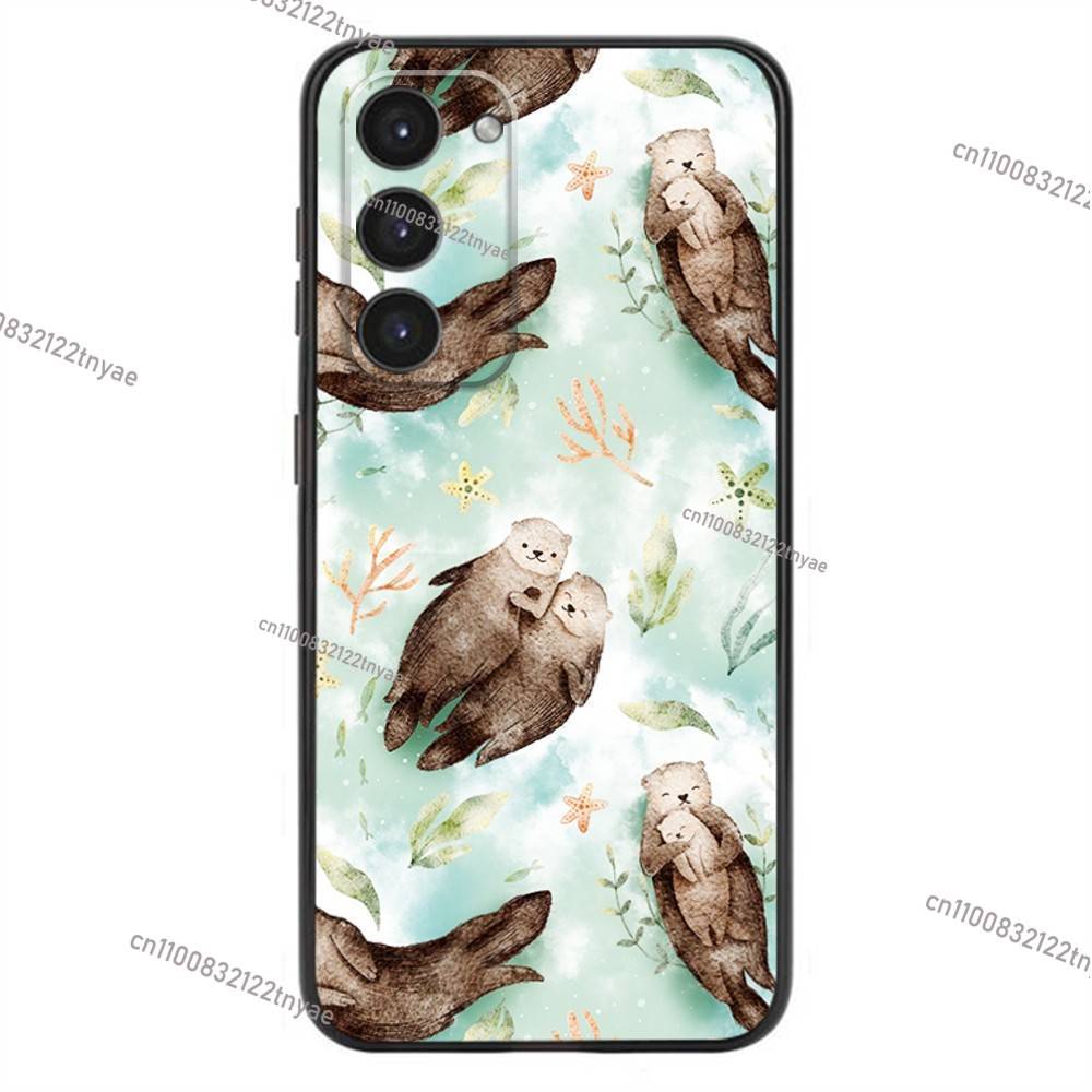 Cute Sea Otter Phone Case For Samsung Galaxy A20,21s,22,31,32,52,53,72,73,80,91 Soft Liquid Silicone Black Cover