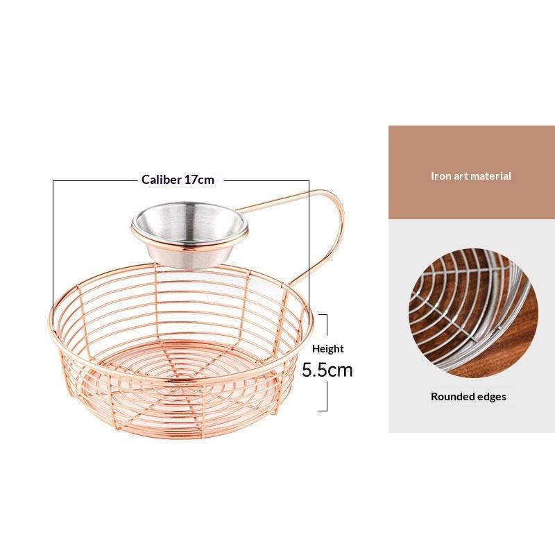 Creative Snack Basket Organizer with Hanging Sauce Cup for Stainless Steel Display