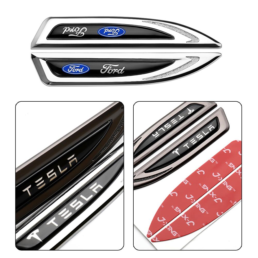 AKN1 2pcs Car Styling Side Fender Body Emblem Stickers Knife Badges Decoration For Ford Fiesta Focus 2 MK3 Mondeo MK4 Mustang Ranger