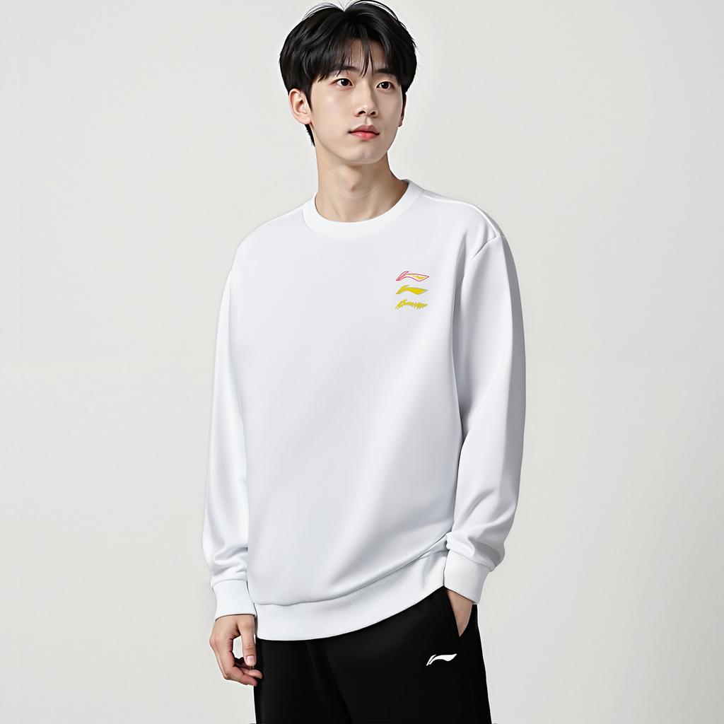 Li-Ning Минималистичный Модный Энергичный Трендовый Пуловер с Круглым Вырезом Спортивный Образ Жизни Удобная Универсальная Толстовка Унисекс толстовка AWDVH01-2