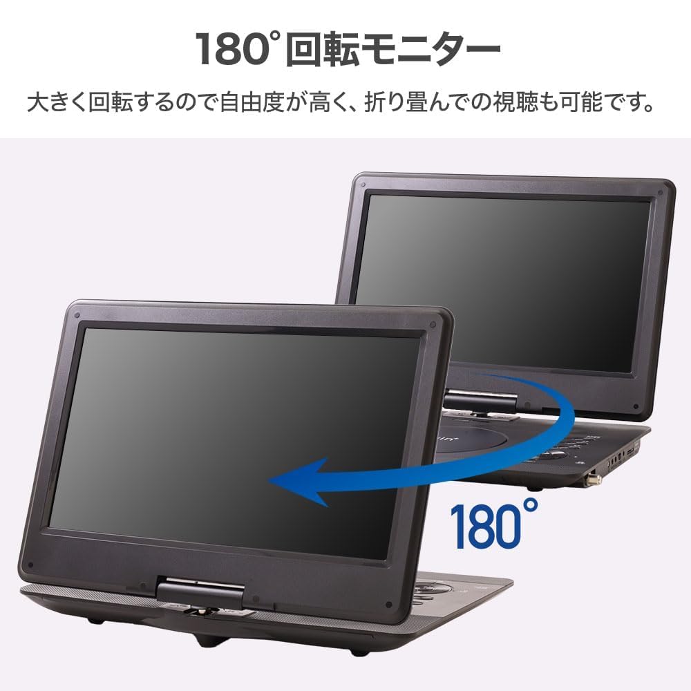 Iimono117 Портативный DVD-плеер с тюнером, HD-экраном, совместимый с CPRM, без региональной привязки, цифровое эфирное телевидение, автомобильный DVD-плеер с антенной