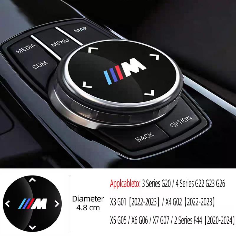 BMW Car M Power Emblem Multimedia Button Cover Trim Knob Stickers For BMW M G20 G30 F10 F40 F44 F34 F30 G01 G02 G05 G06 G07 F25