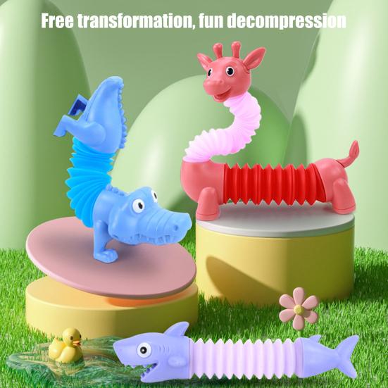 Dinosaur Telescopic Tube Toy Free Transformation Fun Battery Operated Lighting Stress Relief Kids Dino Animal