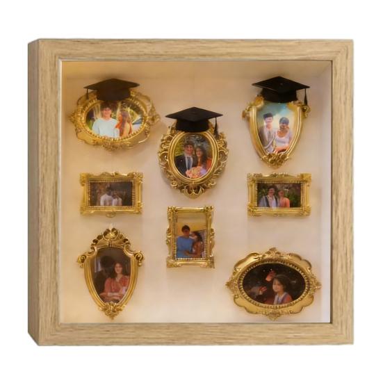 Набор «Сделай сам» Мини-музей: коробка-силуэт со светом, фоторамки «Мини-музей» с выпускными шапочками, витрина для воспоминаний для выпускников