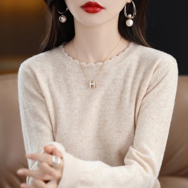 INDFS Женская мода Повседневный Осень Зима Однотонный Принт Длинный Рукав О-Образным Вырезом Свитера