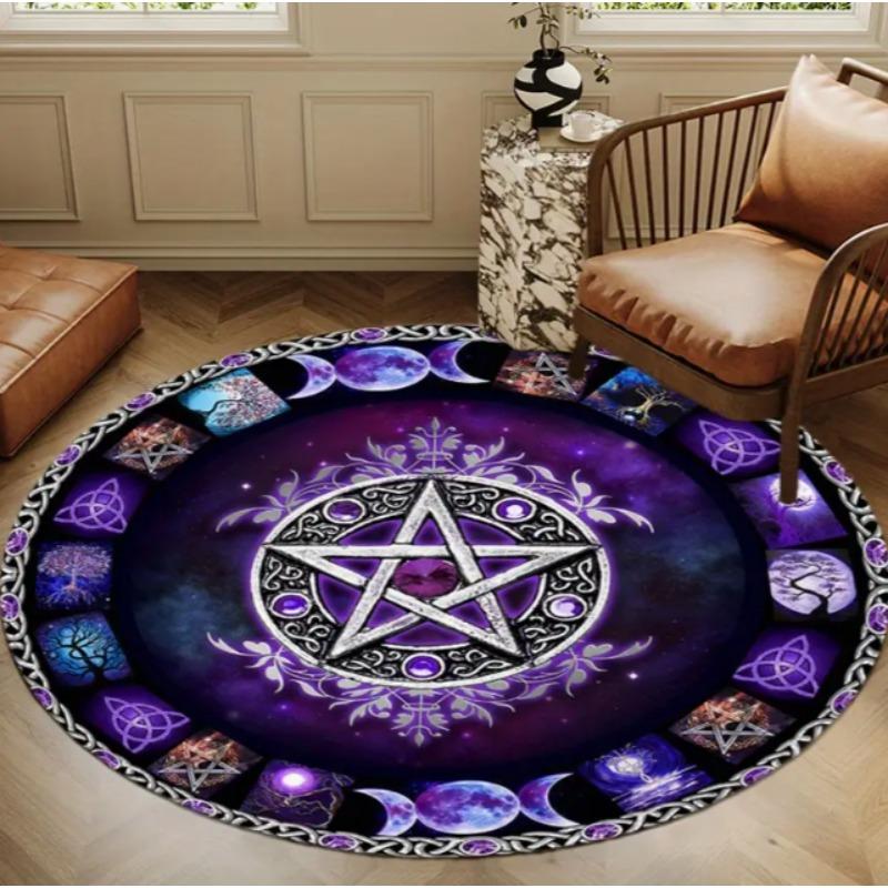 Загадочный Пурпурный Волшебник Пятиугольная Луна Круглый Коврик Гостиная Спальня Игровой Напольный Коврик Декор для Дома и Комнаты Ковер для Гостиной