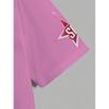 Pink racing trend, cool and sporty, perfect for summer women's casual round neck short-sleeved tops