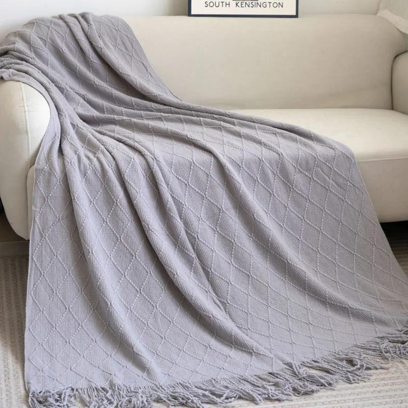 Nordic Knitted TV Blankets Bed End Decor Drop Ship Shawl Sofa Blanket with Tassels Scarf Sofa Emulation Fleece Throw Blanket