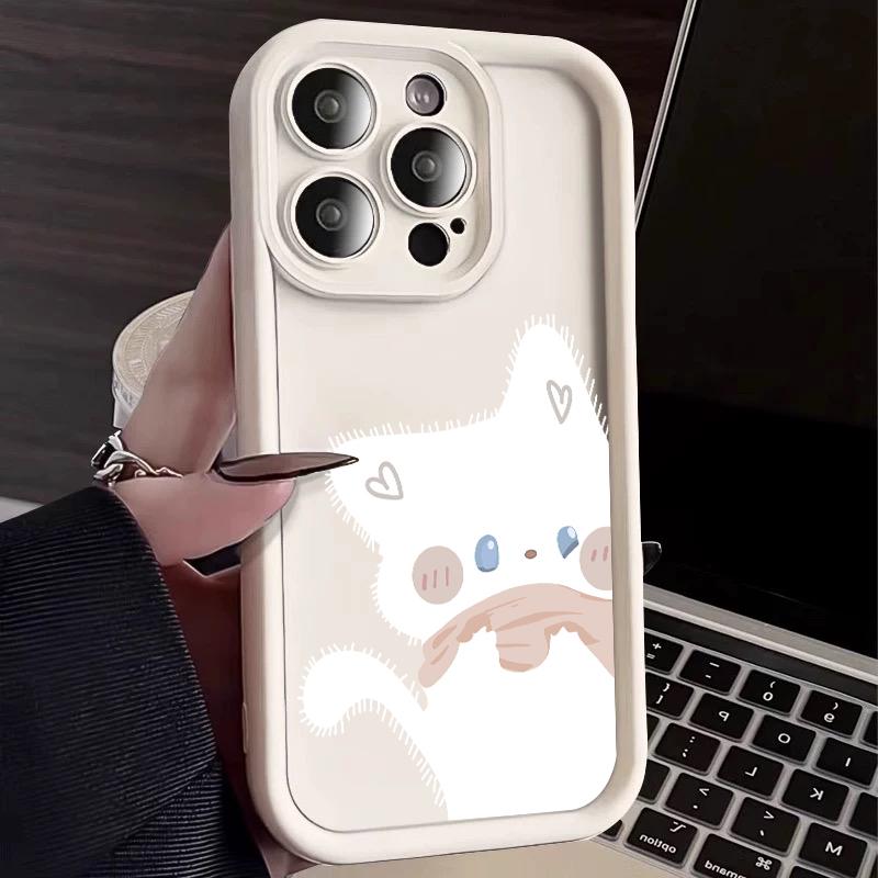Cute Black And White Cat Pattern Phone Case For iPhone 17 16 15 14 13 12 11 Pro Max 17 Air 16E X XS XR Soft TPU Silicone Cover