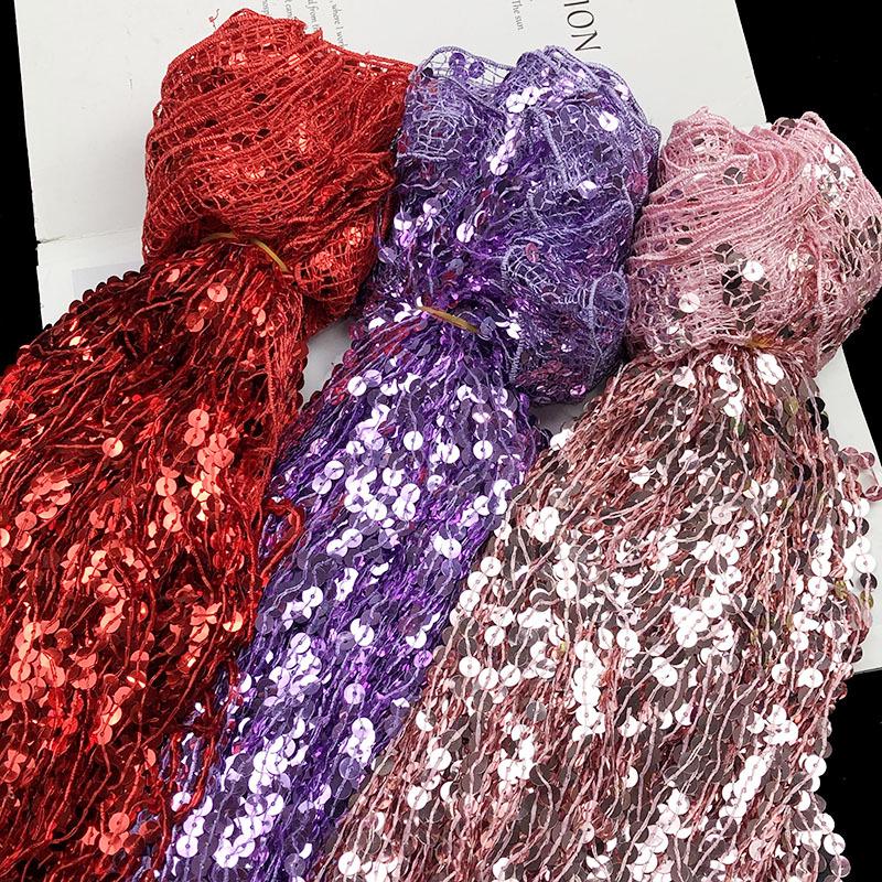 Отделка сценического костюма кружевом с пайетками и кисточками 40 см, 5,9 метра