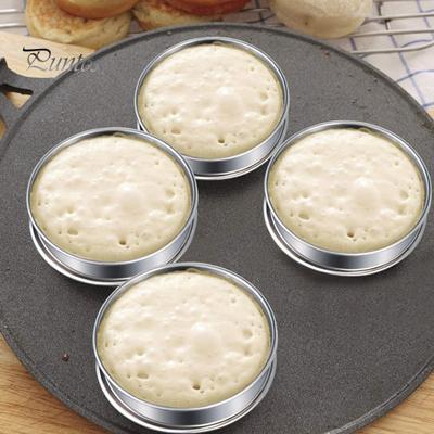 6 шт. английских колец для кексов из нержавеющей стали с антипригарным покрытием, форма для выпечки, двойной закрученный край, пищевое кулинарное кольцо 8 см 10 см