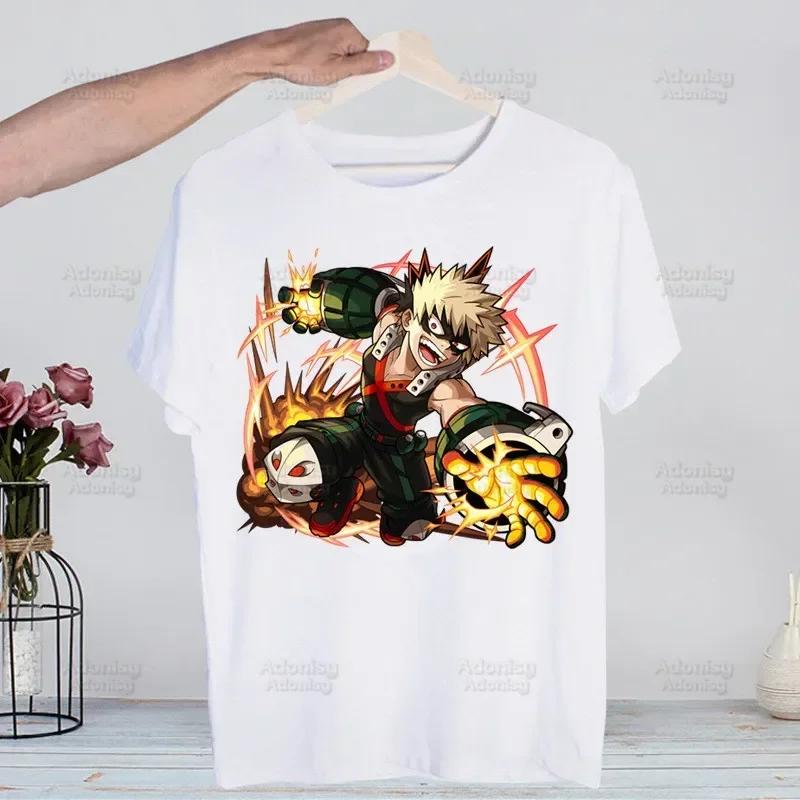 My Hero Academia Hip Hop Streetwear T Shirt Harajuku Todoroki TShirts Short Sleeve Casual Bakugou Deku Anime T-Shirt Tops Tees