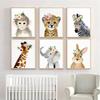 Nordic Cute Bunny,Zebra,Elephant,Cheetah,Giraffe Cartoon Animals Poster Canvas Painting Wall Art Pictures Home Bedroom Decor