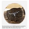 Retro Western Cowboy Belt Cow Head Buckle Waistband Trendy Embossed Belt  For Man Women