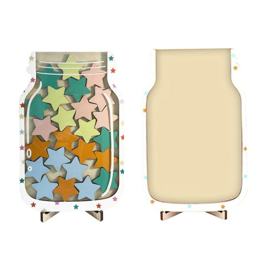 Деревянная банка для наград с 25 цветными звездами. Подставка для детей и студентов. Достижение позитивного поведения.