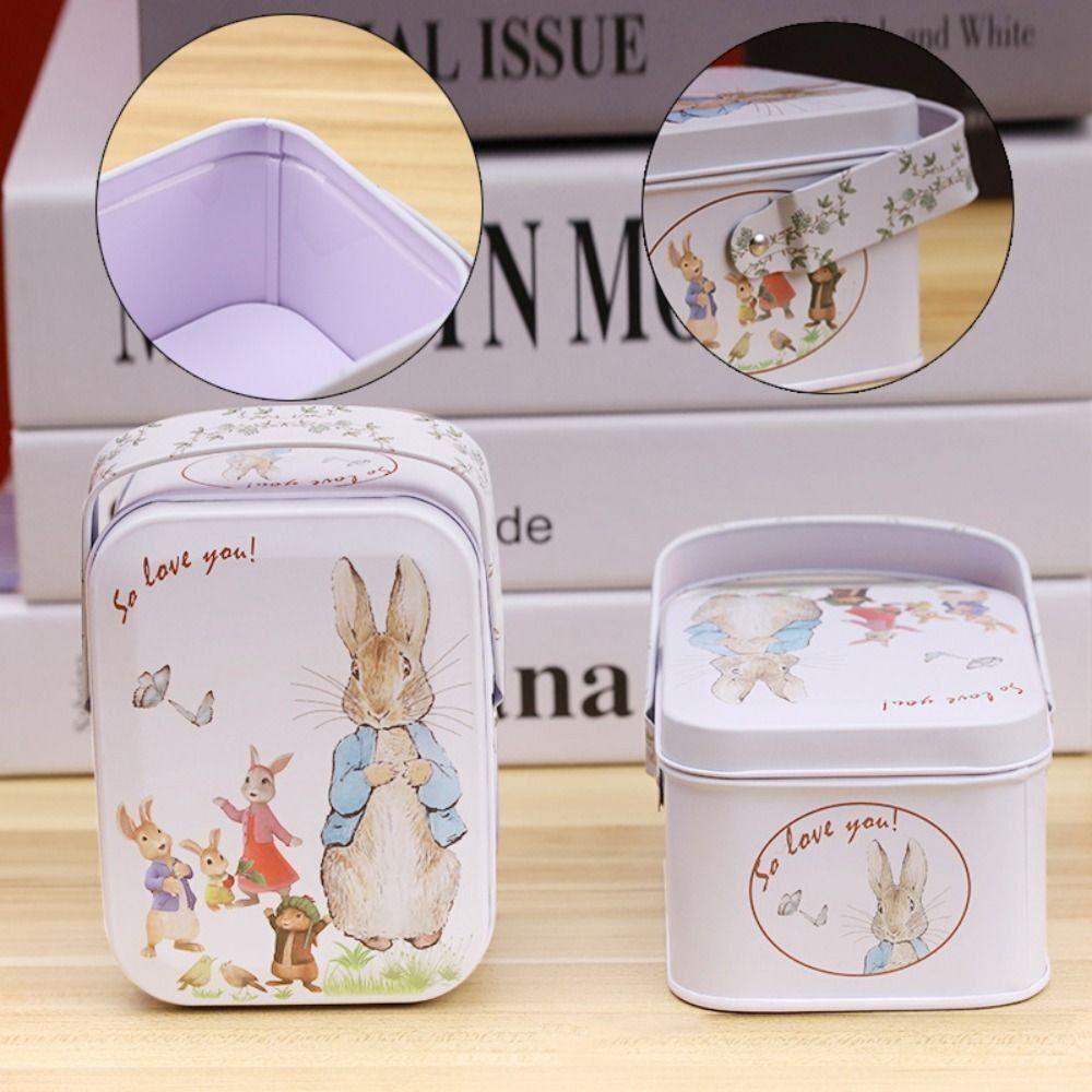 Tinplate Easter Tin Metal Box Easter Supplies Candy Box New Rabbit Storage Box