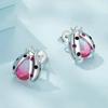 Серьги-гвоздики из розового серебра 925 пробы в виде божьей коровки Coccinella Septempunctata