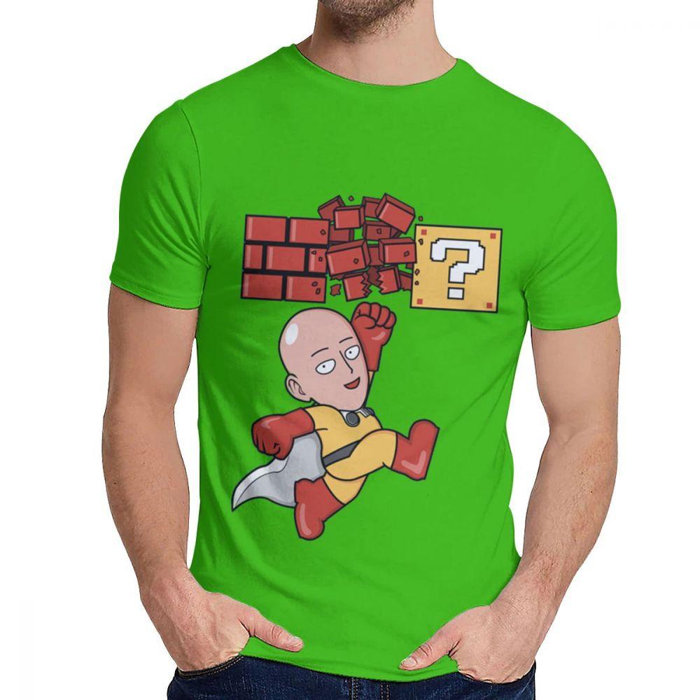 Гик One Punch Man Сайтама Футболка Унисекс Хипстерская Хлопковая Футболка Круглый Вырез
