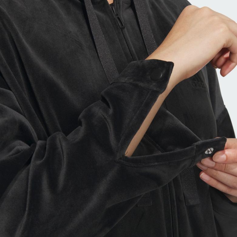 Adidas Однотонная повседневная куртка с капюшоном на молнии для женщин, черные куртки IV7564