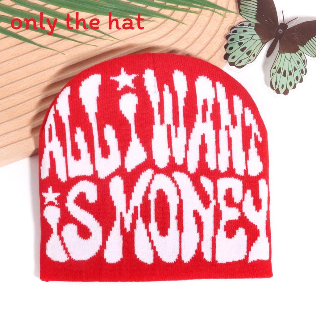 Minimalist Acrylic Knitted Cap With Letter Design For Casual And Hip Hop Looks