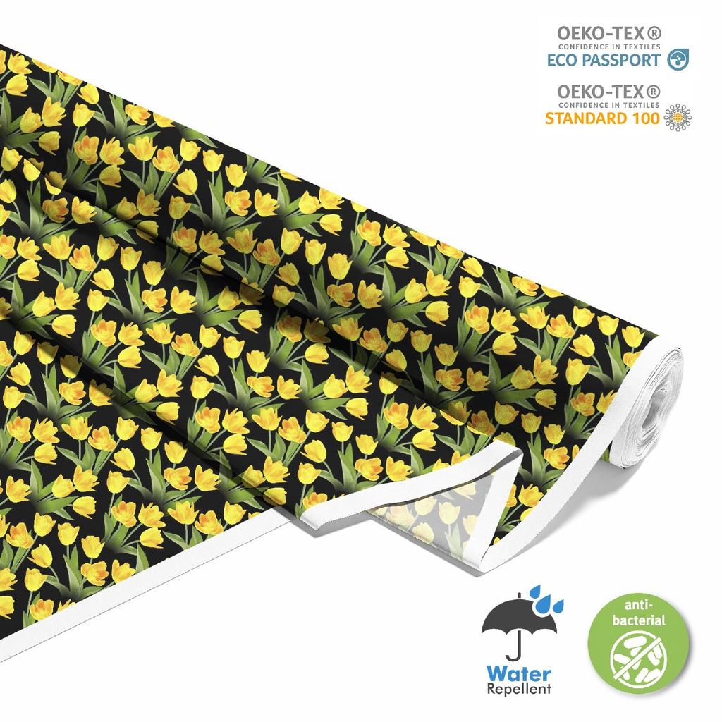 Outdoor Dekostoffe Oxford - Motiv Gelbe Tulpen
