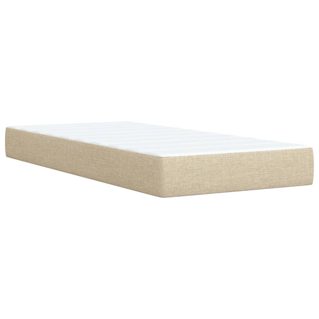 Box Spring Bed with Mattress Cream 100x200 cm Fabric