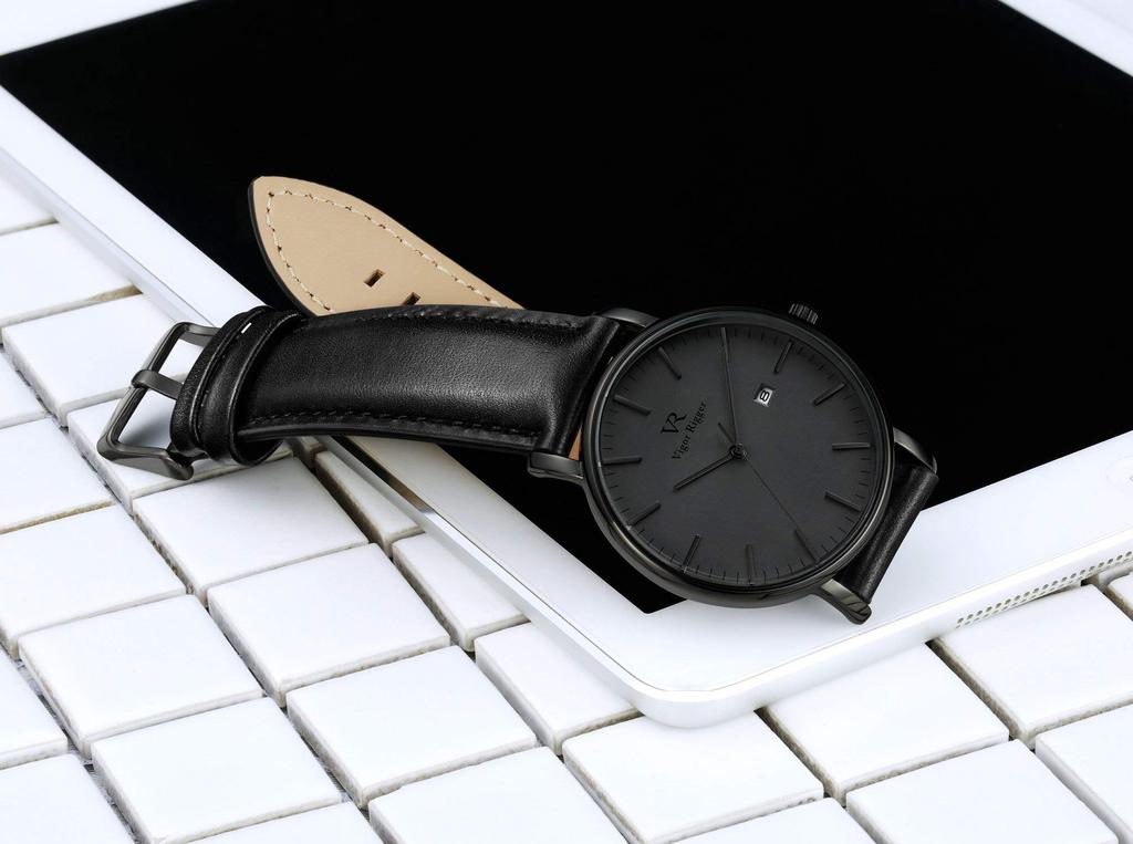 Простые стильные черные популярные тонкие аналоговые часы на руку, деловые брендовые водонепроницаемые кварцевые часы серого цвета [BUREI] мужские