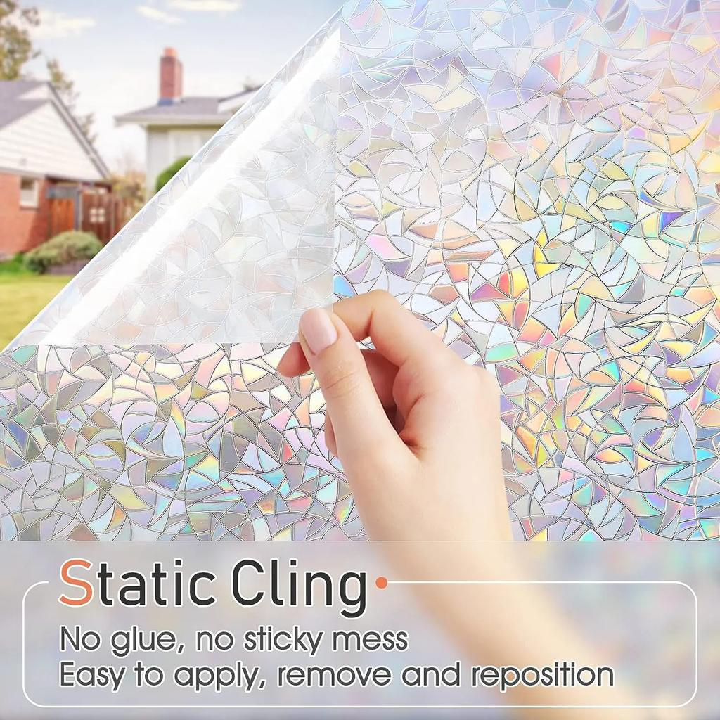 3D витражная пленка для окон, антибликовая виниловая радужные наклейки для конфиденциальности, клейкие статические наклейки для душа, матовое украшение для окон