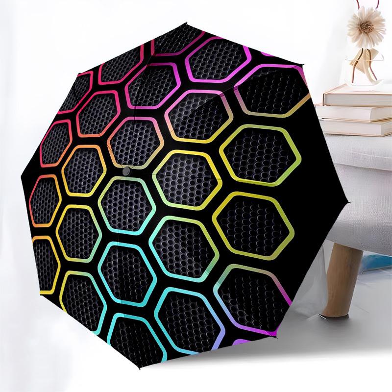 1pc Honeycomb Pattern Umbrella with Plastic Handle,Suitable for All Seasons Home Travel Outdoor UmbrellaM1346