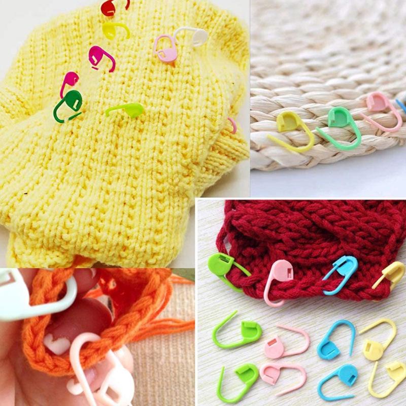 100 шт., маленькая пластиковая булавка для шитья разных цветов, маркеры для фиксации петель, защелка для вязания крючком, инструменты для вязания, игольчатый зажим, крючок, швейный инструмент