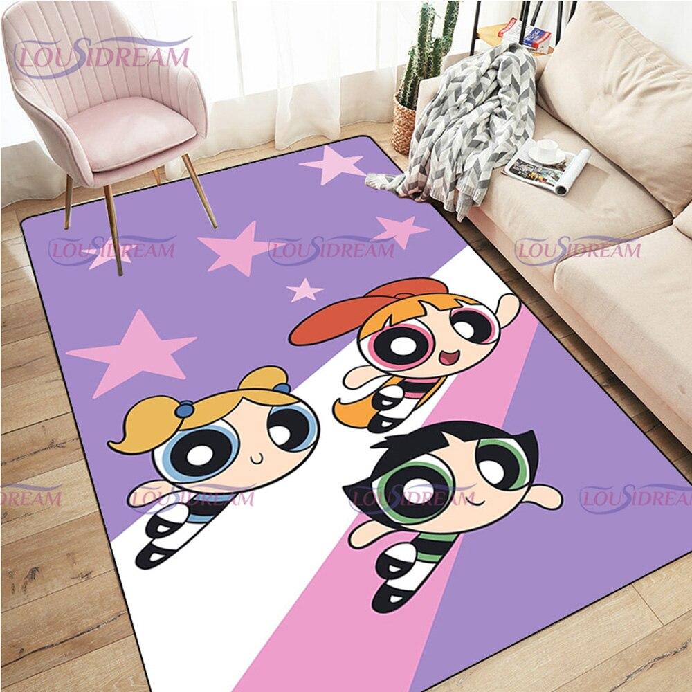 Ковер с героями мультфильмов «Крутые девчонки» с принтом для гостиной, спальни, декор, ковер для ванной комнаты, нескользящий ковер, напольный коврик, коврик в прихожей