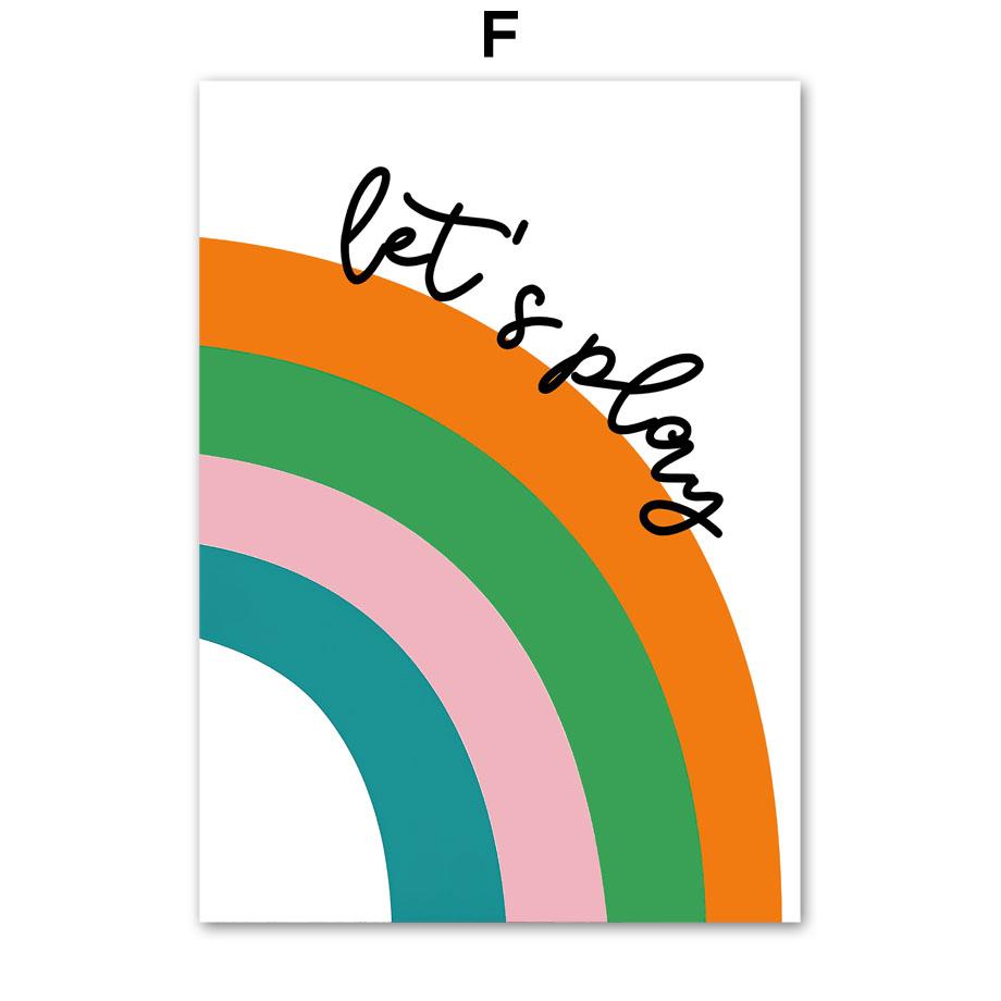 Радужные буквы детская спальня плакаты на скандинавскую тему и принты настенная живопись на холсте настенные панно для украшения детской комнаты