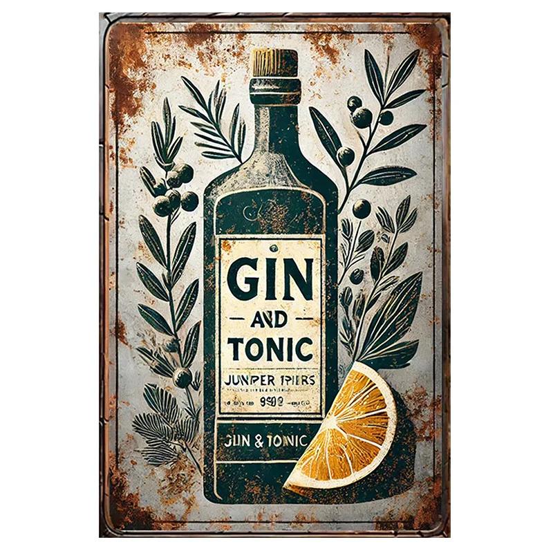 Coffee Fruit Juice Cocktails Tin Sign Art Crafts Tinplate Billboard Decor for Bar Kitchen Home Wall Plate Decor Shabby Plaques