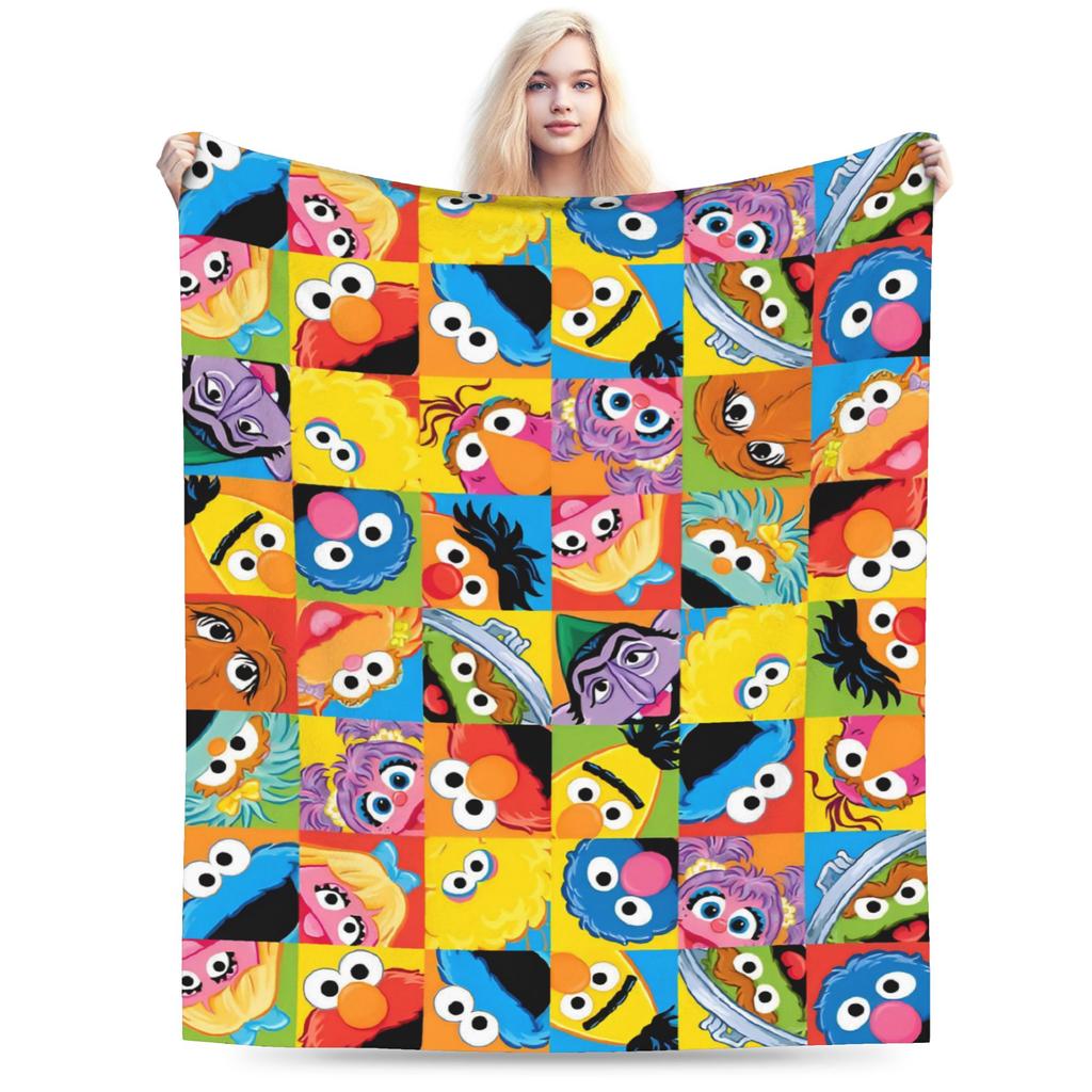 Sesame Street Cartoon Blanket Elmo Lovely Flannel Funny Breathable Throw Blankets for Bedding Lounge Textile Decor