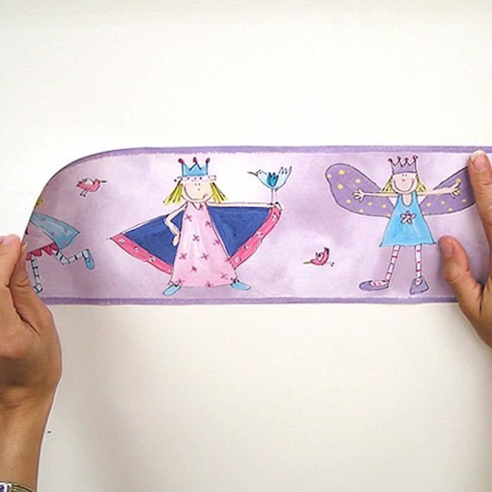 Stickers - THE DECO FACTORY - FAIRY PRINCESS PEEL &; STICK BORDER - Pink - Bedroom - Child - Wall Decoration