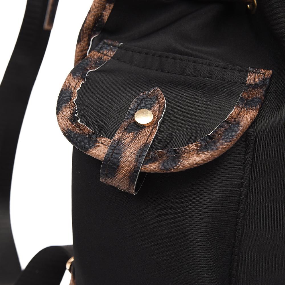 Women's Leopard Print Backpack Oxford Color Contrast Large Capacity Schoolbag Lightweight Shoulder Bag Travel Backpack