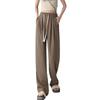 Summer 2024 Women's High Waist Versatile Wide-Leg Suit Pants with Drawstring, Size 145 Slimming