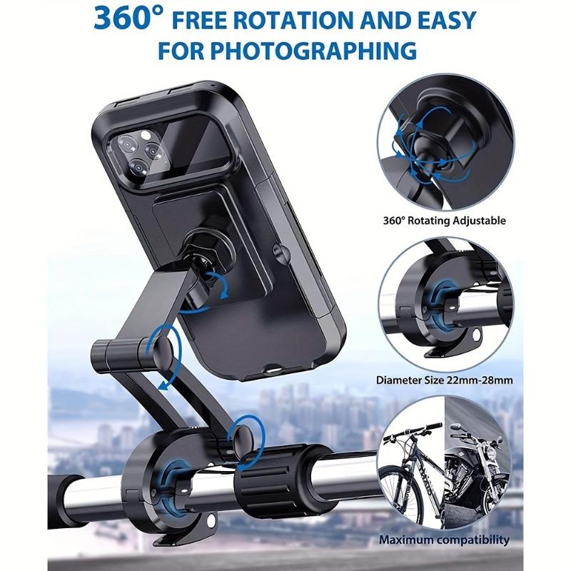 Waterproof Motorcycle Bike Mobile Phone Holder Universal Bicycle GPS 360°Swivel Phone Mount