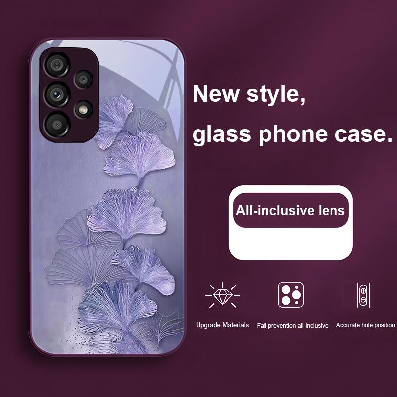 Золотые Листья Гинкго Чехол из Закаленного Стекла для Samsung Galaxy S23 U Ltra 24 Plus S20 P Lus 21 FE S25 Ultra A70 A72 73 51 52 53