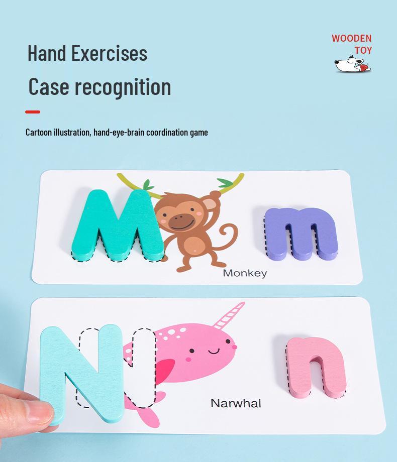 Kids' Wooden Alphabet & Spelling Learning Toys: Upper & Lowercase Educational Set