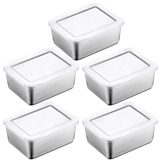 Контейнеры для хранения продуктов из нержавеющей стали Герметичные контейнеры для закусок с крышкой Штабелируемый ланч-бокс для кемпинга, пикников, школы