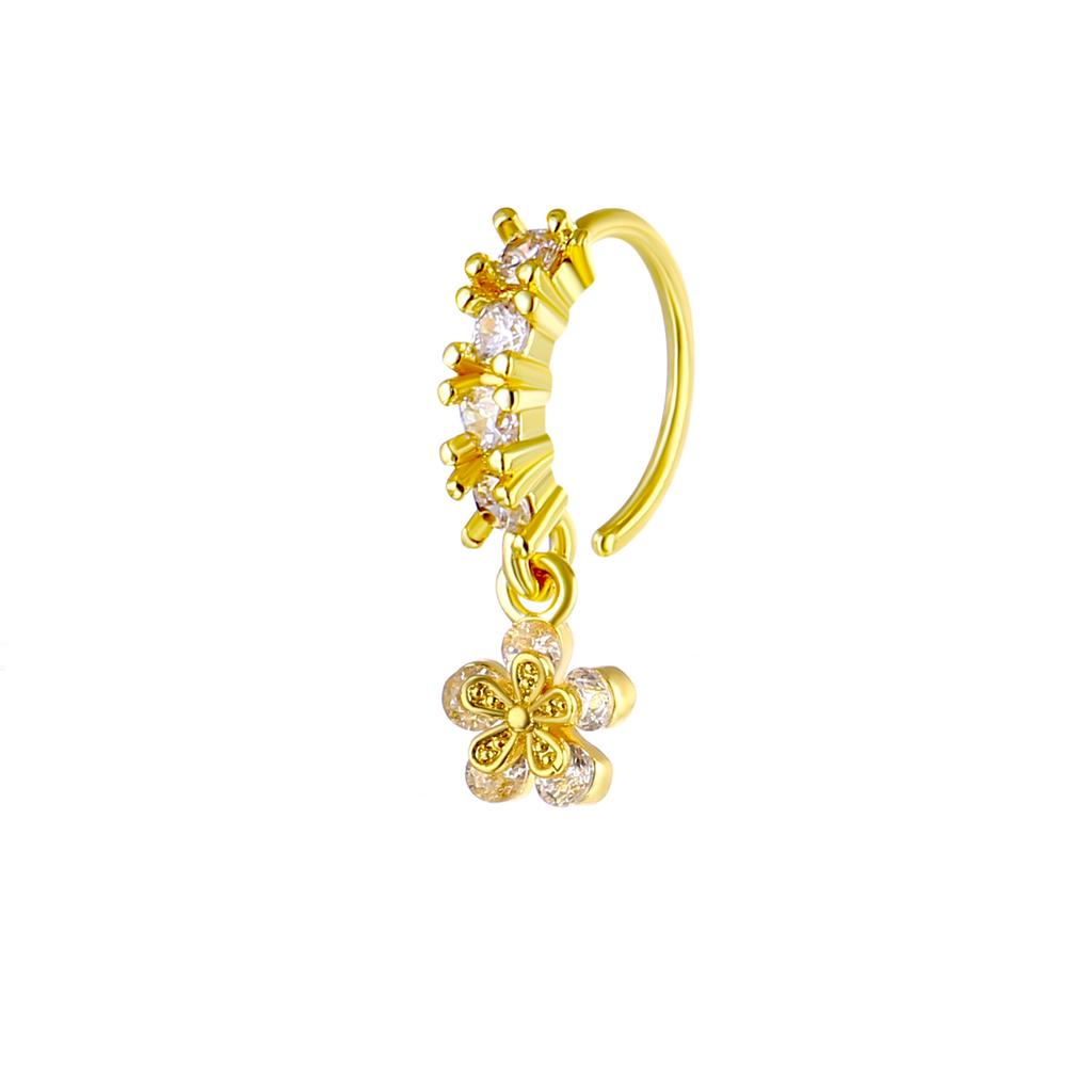 Lady's pierced ear piercing, Zircon cross nose stud, butterfly nose ring piercing, nose jewelry
