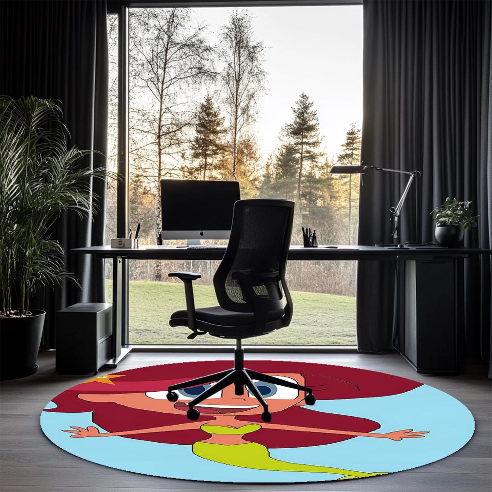 Zig & Sharko Printed Round Rug Carpet Chair Rug Area Rug Entryway Doormats,for Office Chair Living Room Bedroom Kitchen Room.