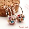 Austrian Crystal Ball 18K Gold Colorful Earrings Lucky Transfer Beads Circle Hoop Earrings Women