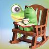Whimsical Frog Rocking Chair Desktop Ornament Ideal For Office Decor Charming Healing Figure