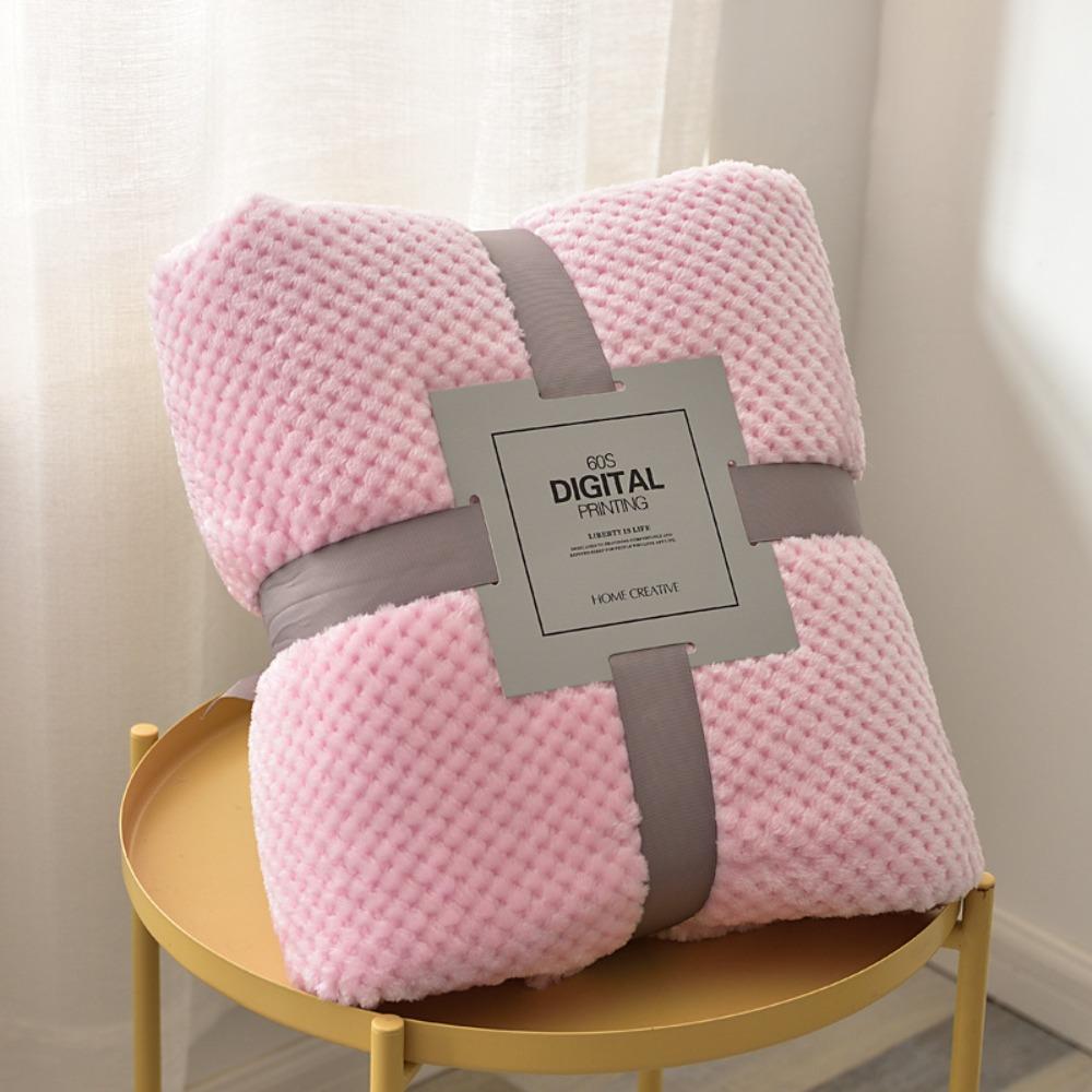 Double Sided Throw Blanket Skin-Friendly Conditioning Quilt New Plush Striped Blankets