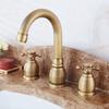 Antique Brass Basin Faucets Classic Bathroom Sink Faucet Double Cross Handle 3 Holes Bathbasin Counter Mixer Taps