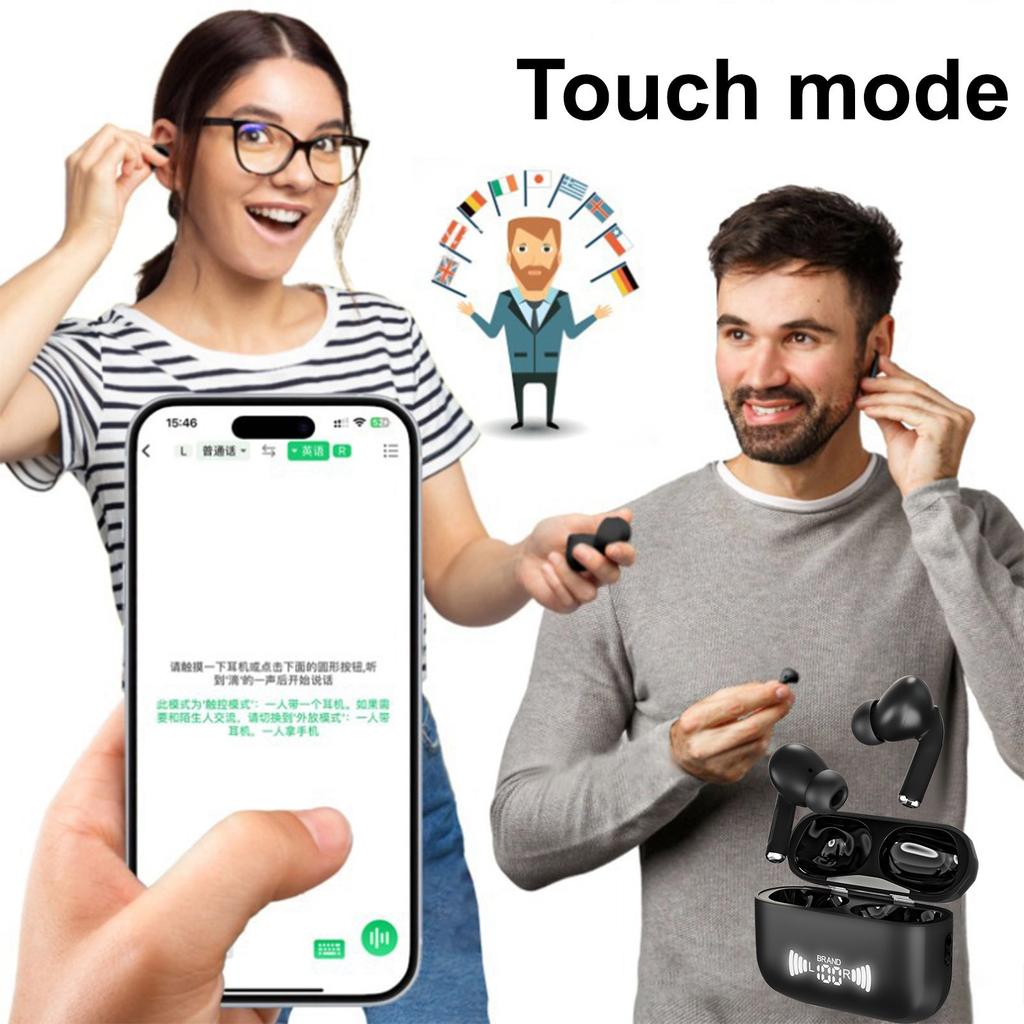 Language Translation Earbuds Translator In Real Time 0.5S,Two-Way Translator Device With APP For 144+ Languages Translation Packs