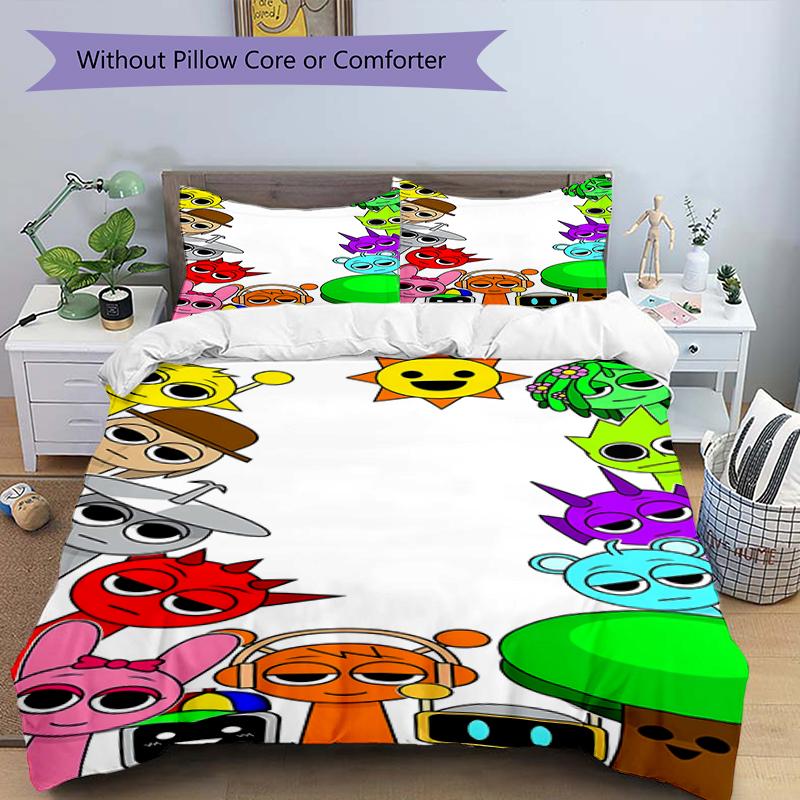 3pcs SPRUNKI9 Design Cover Set - HD Printed Bedding with 1 Cover and 2 Pillowcases - Perfect for Home and Dorm Decor